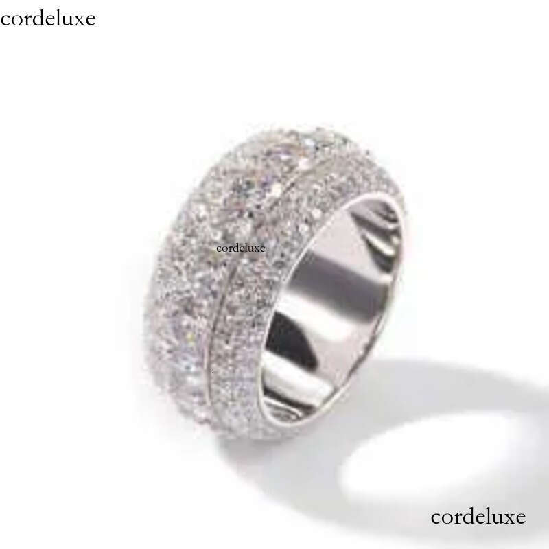 Sier Ring Moissanite Designer Jewelry Fashion Ice Crystal Men Women Hip Hop b2
