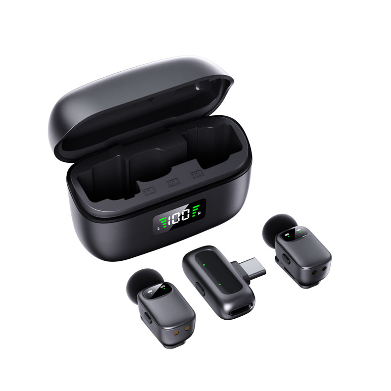 Wireless Lavalier Microphone 2 in 1 Super Mini Mic for Audio Video Recording Interview Tiktok Youtube Vlog Podcast Livestream Noise Reduction AI Voice