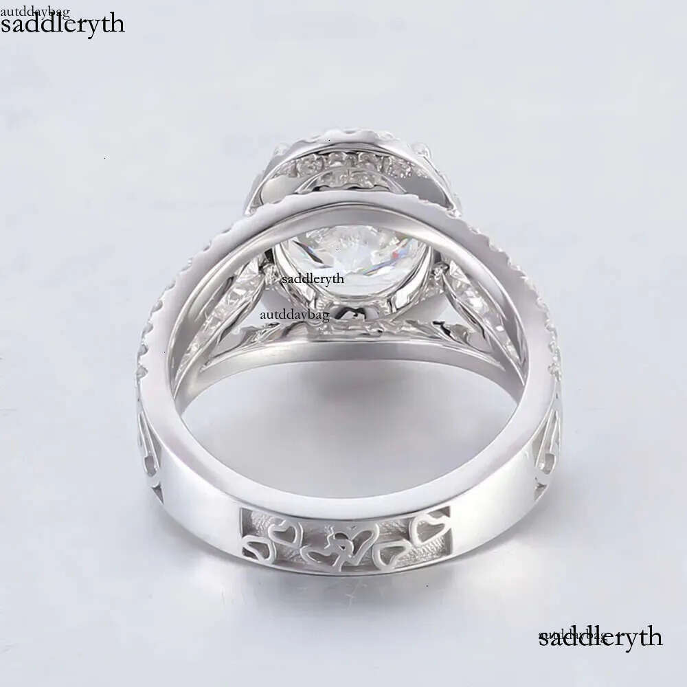 Oval Shape Cluster Dia Moissanite VVS DEF Wedding Rings With 3 rows Paved stones Sier 10K 14K Gold Engagement ring 99
