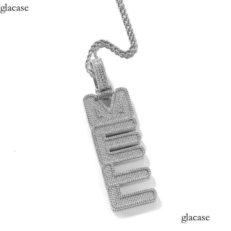 Hip Hop DIY Custom New Font Vertical A-Z Name Letters Pendant Necklace Jewelry 5f