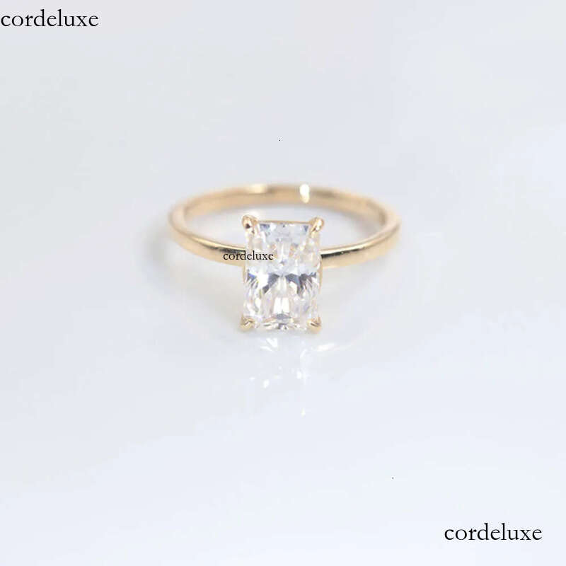 Custom Handmade 14K Solid Gold 3CT Radiant Ice Crushed Cut D Moissanite Engagement Ring Jewelry Findings 6c