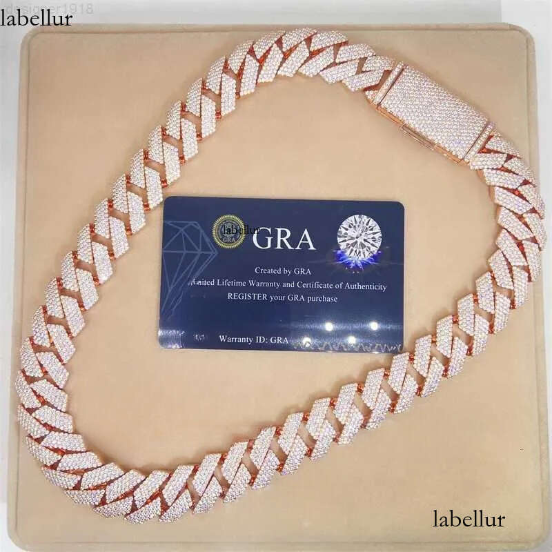 necklace moissanite chain Ready to Ship 18mm 4row Vvs1 Moissanite Gra Certififcates Customized Name Lock Iced Out Miami Cuban Link 7f