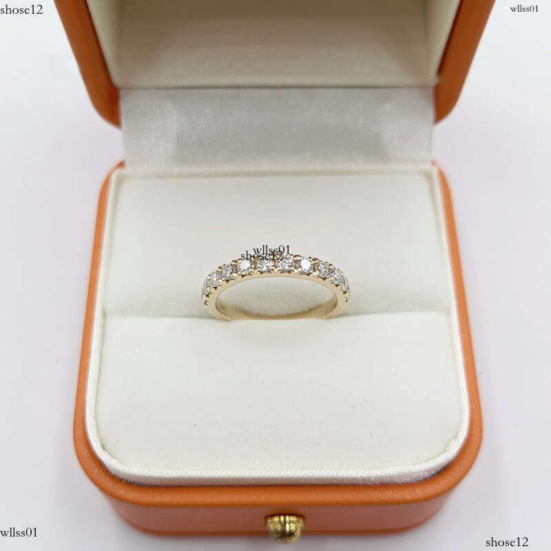 14K Solid Gold 3mm Width Round Moissanite RD 2.5mmx12pcs Wedding Ring for Women