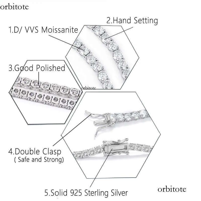 Wuzhou factory price hip hop necklace S sier with GRA VVS cuban k 2mm - 6.5mm moissanite tennis chain jewelry 93