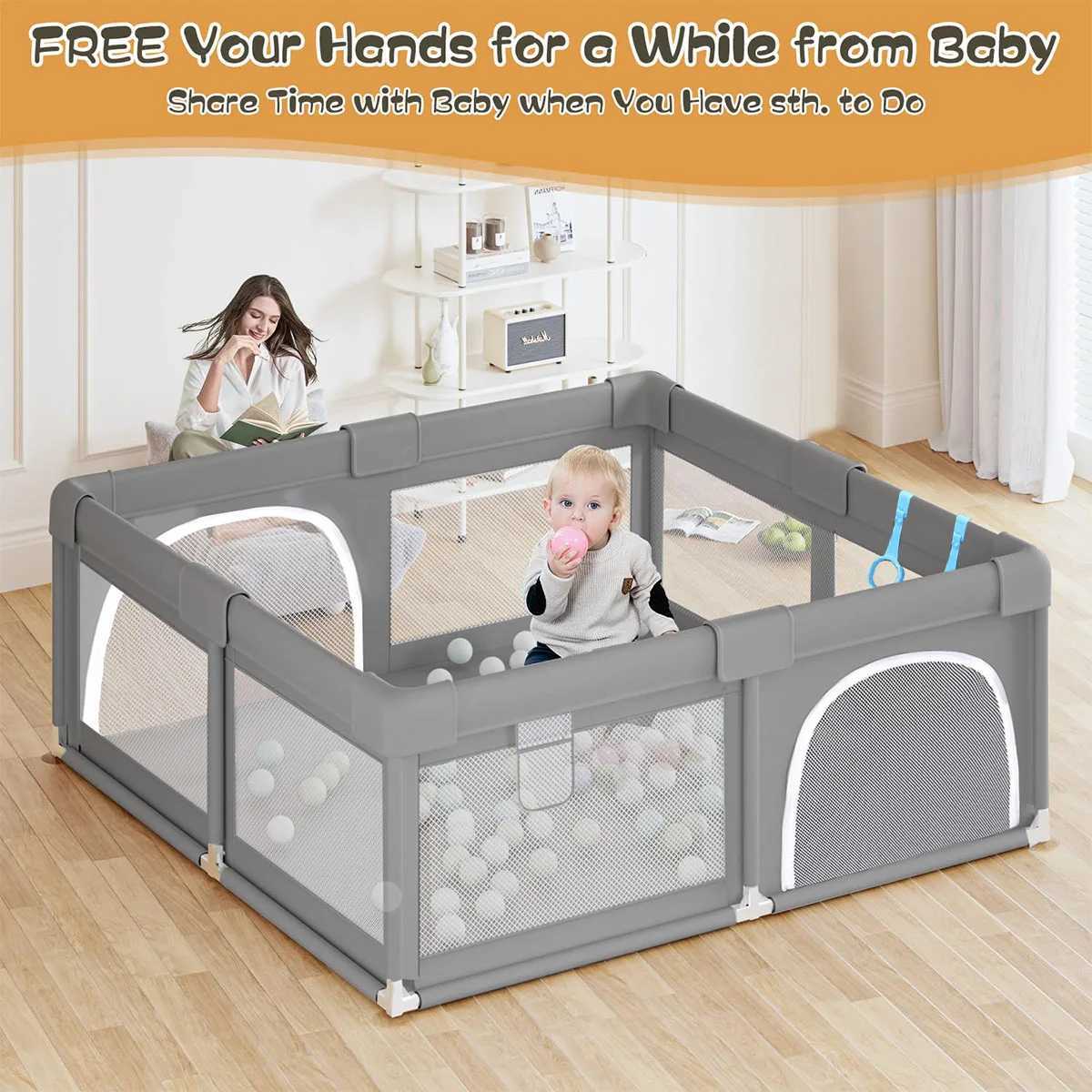 150CM Baby Playground Baby Toddler Playpen Thickened Steel Pipe Cloth Anticollision Playpen Baby Playpen C250929