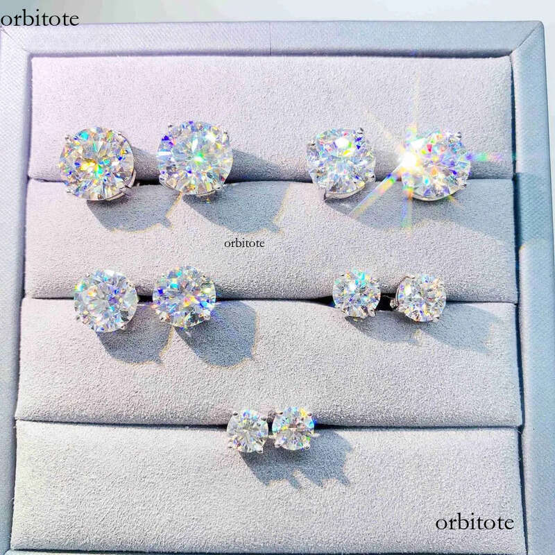 Dia VVS Round S 10K 14K Solid Gold Stud Women Men Moissanite Earrings c3