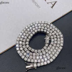 wholesale high quality sterling sier hip hop lab dia 3MM 4MM Moissanite necklace tennis chain ff