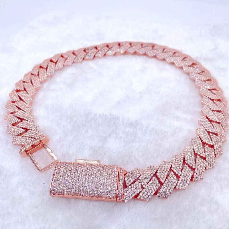 cuban link bracelet gold necklace 20mm Width 3 Row hop hip jewelry iced Out moissanite chain necklaces designer gift jewelery chains for men