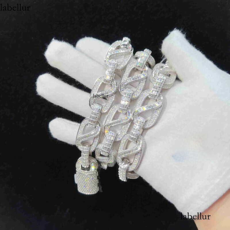 American Custom Hip Hop Fine Jewelry Necklace Bracelet Sier Iced Out Vvs Moissanite Dia Cuban Link Chain b5