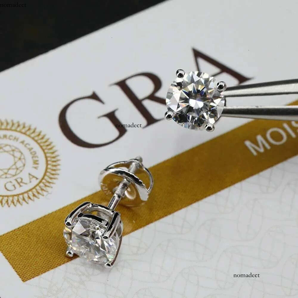 0.1-5ct Test Passed Moissanite Studs Earrings for Women Orginal Sterg Sier Screw Back Earring Sparkg Wedding Jewelry 4c