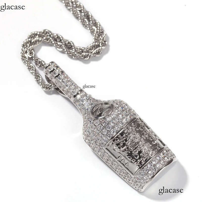 Hip Hop Wine Bottle Pendant Necklace TopBling 5A Zircon Bar Pua Rap Mens Jewelry 80