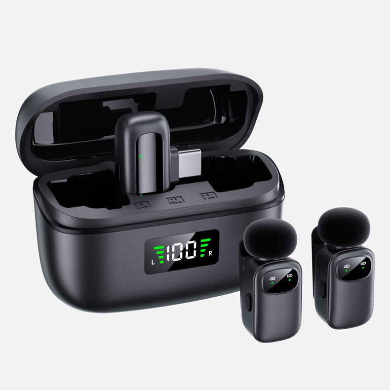 Wireless Lavalier Microphone 2 in 1 Super Mini Mic for Audio Video Recording Interview Tiktok Youtube Vlog Podcast Livestream Noise Reduction AI Voice