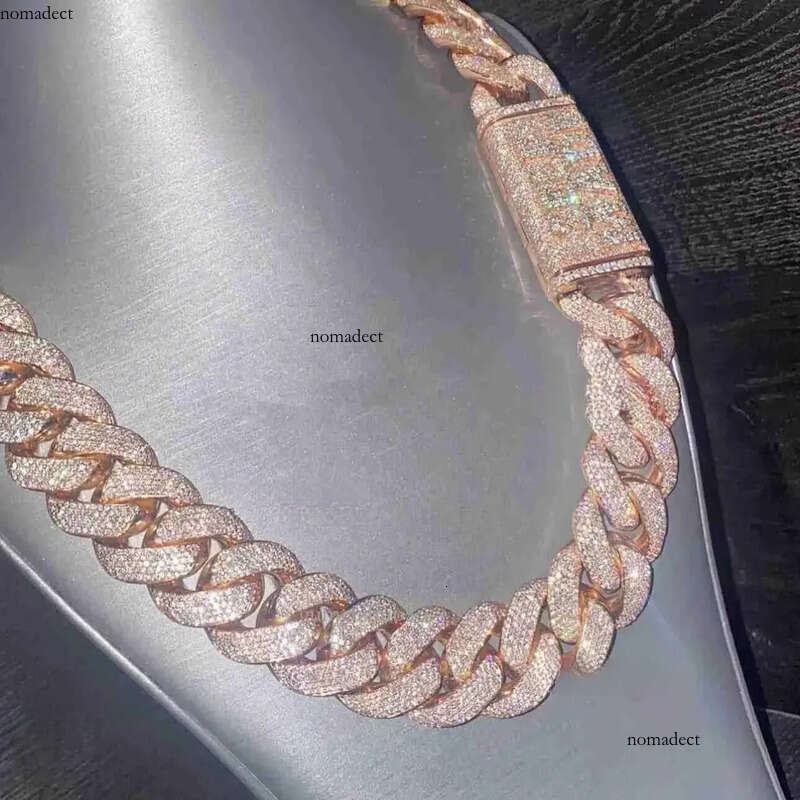 designer jewelry moissanite Pendant Necklaces Jewelry Hip Hop Rose Gold Custom Made Name Clasp Miami VVS Moissanite Dia cuban k iced out chain 62