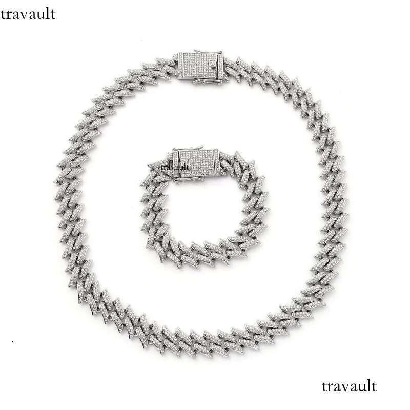 DHcollections Hip Hop Ice Dia Cuban Chain Men's Straight Pull Shining Rap Singer Necklace Jewelry