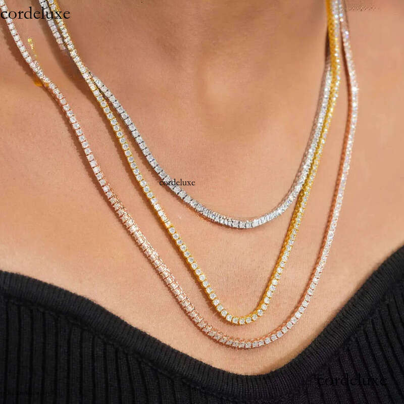 Best Selling Popular Hip Hop Iced Out Jewelry S 2mm 3mm 4mm 5mm 6.5mm VVS1 Moissanite Tennis Chain Necklace 22