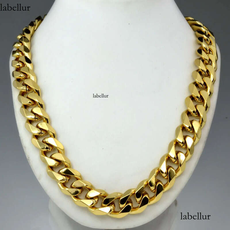 necklace miami chain Necklace Heavy Mens gold filled Solid Cuban Curb Chain 28