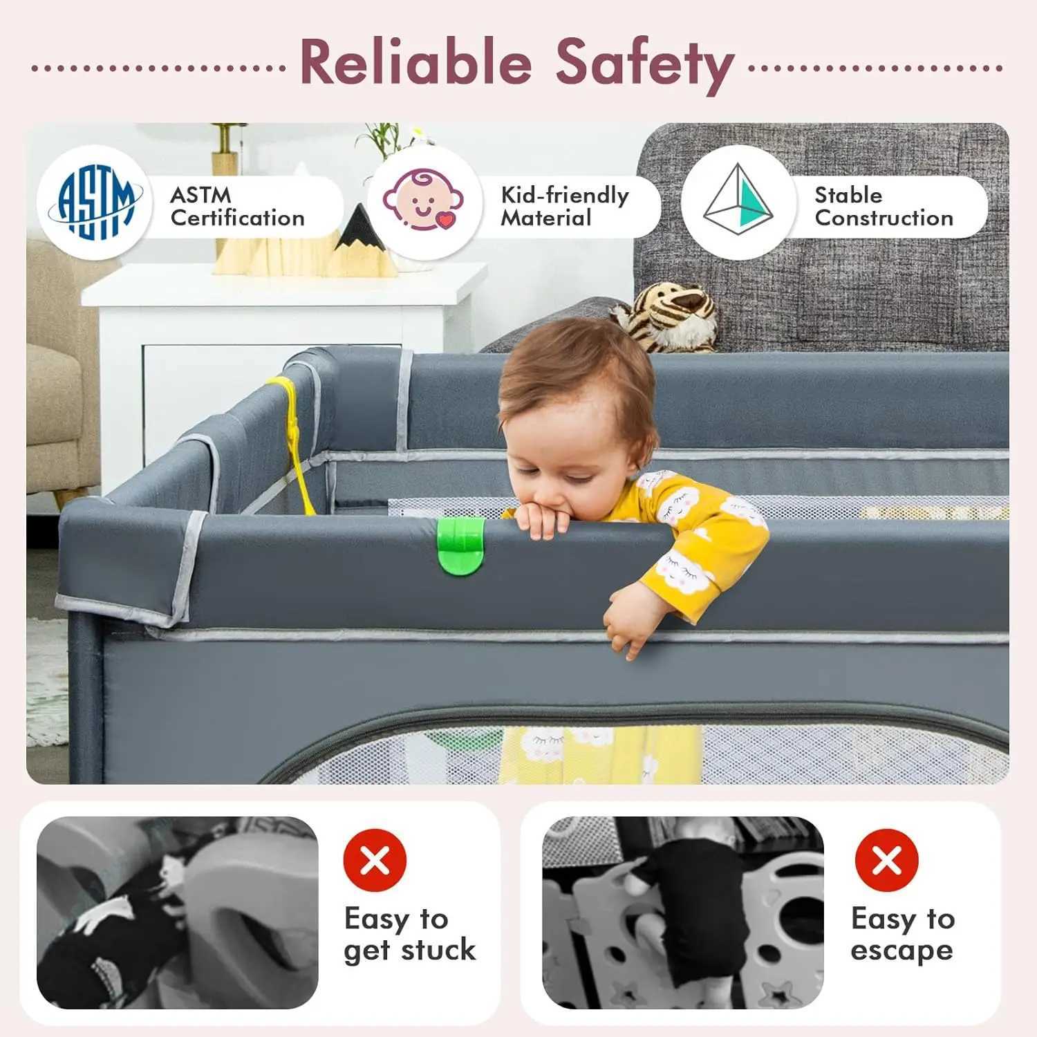 Playpen for Toddlers Extra Large Playard Playpen for Toddlers Indoor Outdoor with Ocean Balls NonSlip Suction Cups Handleb C250929