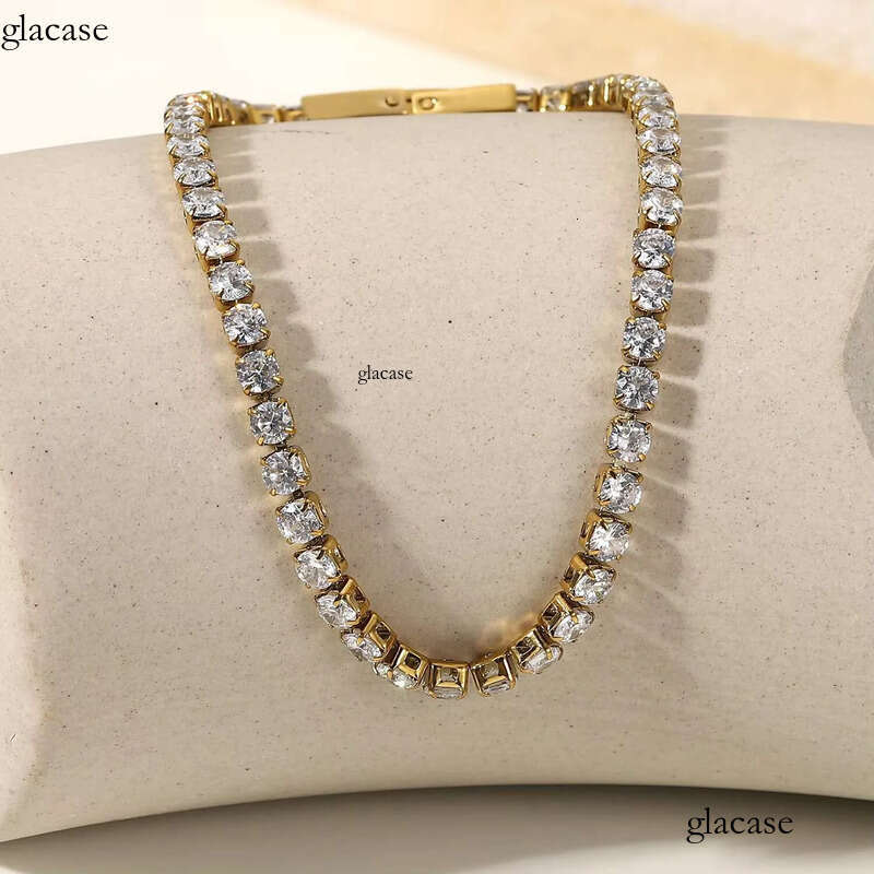 Accessories Women Jewelry Gold Plated Waterproof Stainless Steel Iced Out Chain Moissanite Tennis Bracelet 81