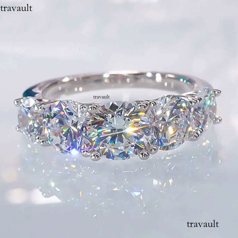 5 Stones 3.6cttw Full Moissanite Rings for Women S Sterling Sier Row Ring Plate Sparkling Dia Wedding Bands Jewelry