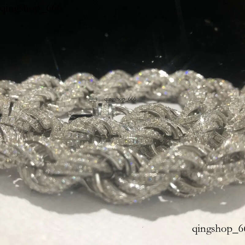 Chains 12mm 18-24inch Sterling Sier Passed Test Moissanite Rope Chain Necklace for Women/Men Nice Gift 90