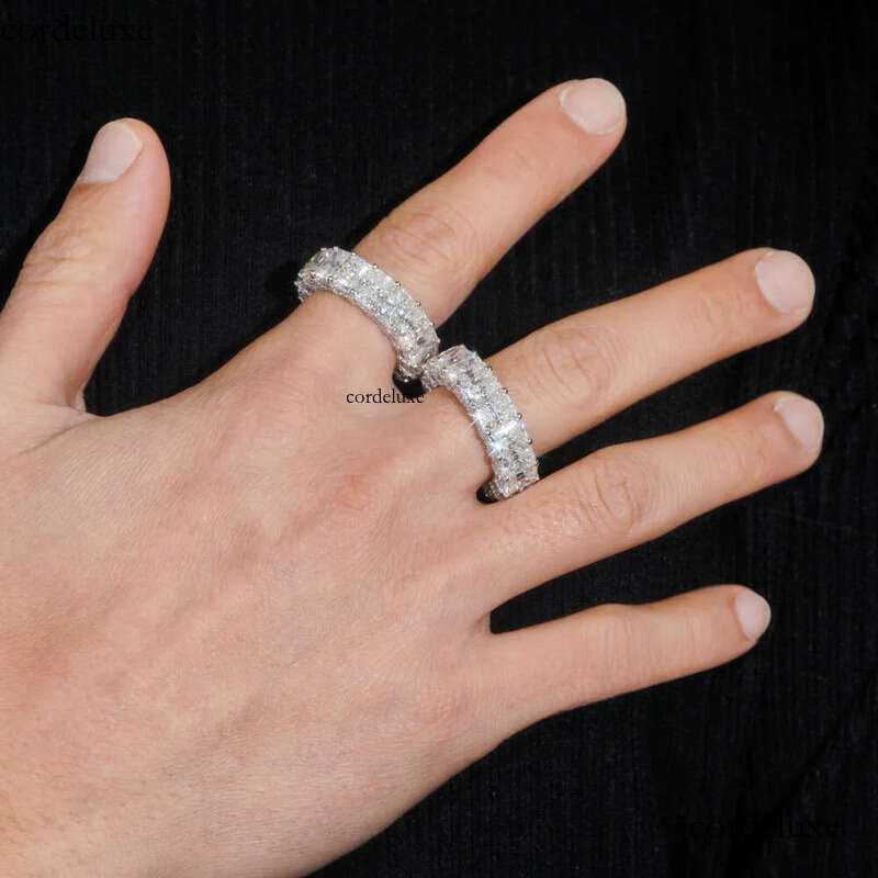 10k 14k Real Gold Wedding Full Lab Grown Vvs Moissanite Dia Jewelry Engagement Eternity Band Ring 6b