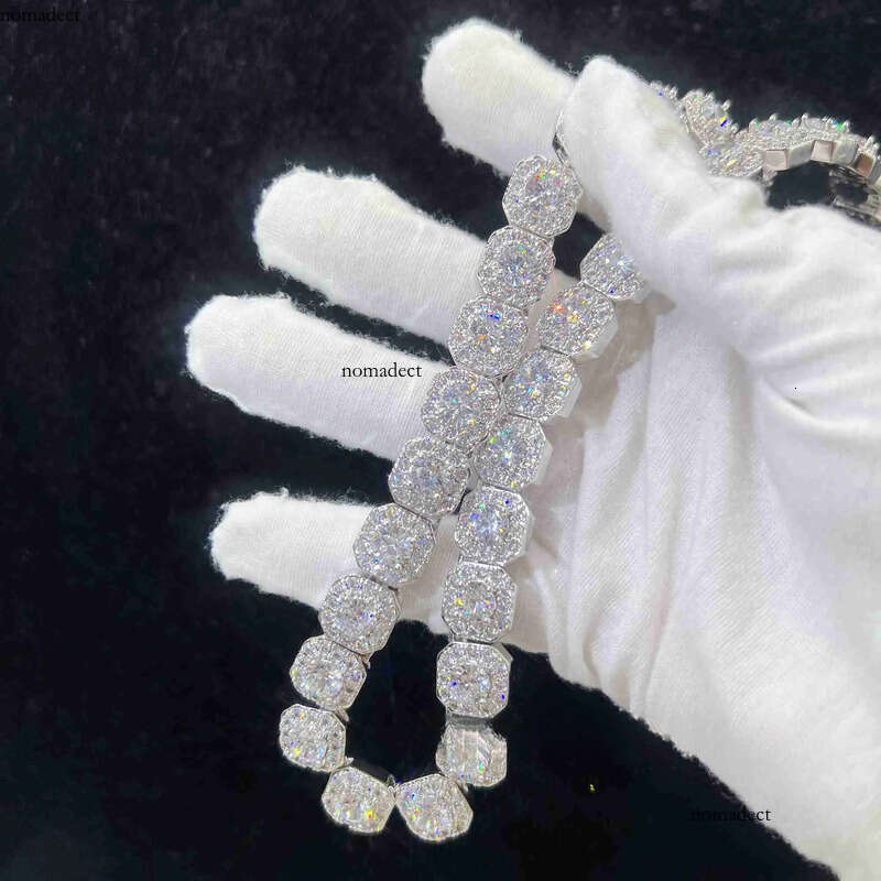 necklace moissanite chain 10mm Width Bling Big Dia Chain Sterling Sier Vvs Moissanite Hip Hop Jewelry Iced Out Cuban Link d9