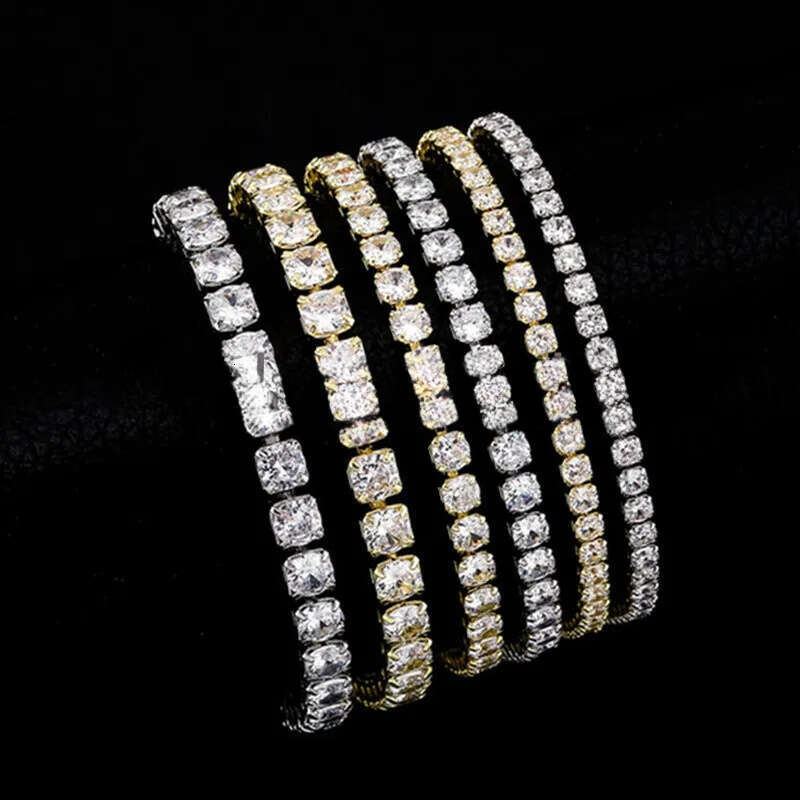 gold man iced out tennis bracelet chain vvs moissanite Sier Womens Bracelets Designer Copper White Dia Chains Bangles HipHop Jewelry