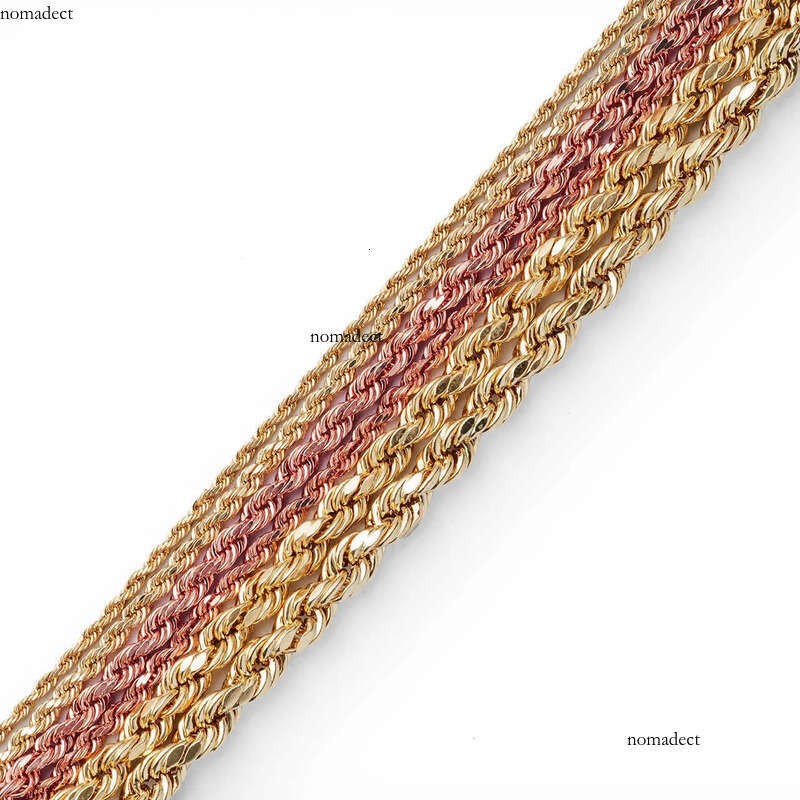Real 10K 14K Solid Gold Rope Chains For Men Hip Hop Necklace yxz c3