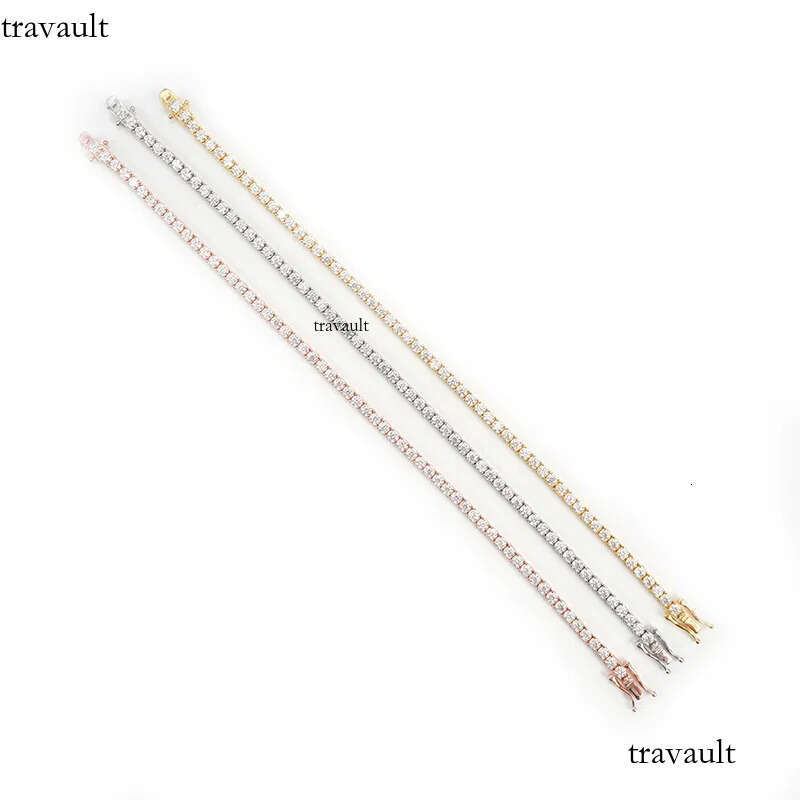 Pass Dia Tester VVS1 D Color Moissanite Chain For Women 2MM Wide Solid Sier Tennis Necklace Hip Hop Designer Jewelry Woman Valentines Day Christmas Gi