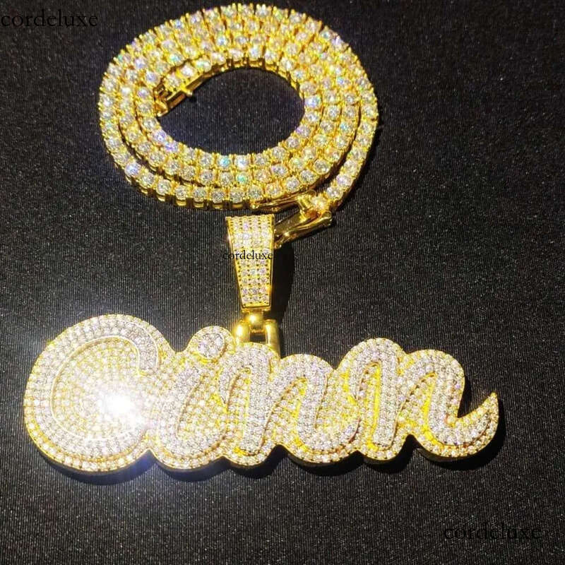 Custom Letter Name Personalized Chain Pendant Vvs Moissanite Dia Sier Iced Out Men Necklace Customized Gift Ideas b8