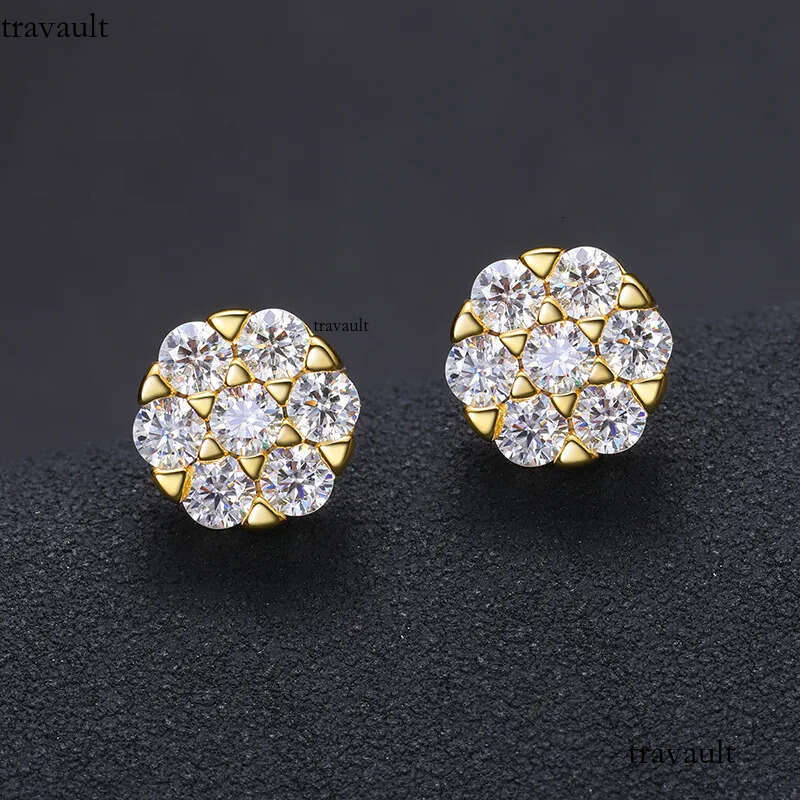 Passed Test Men Women D Color 3mm Moissanite Sterling Sier Gold Plated Bling Dia Studs Earrings Nice Gift02024