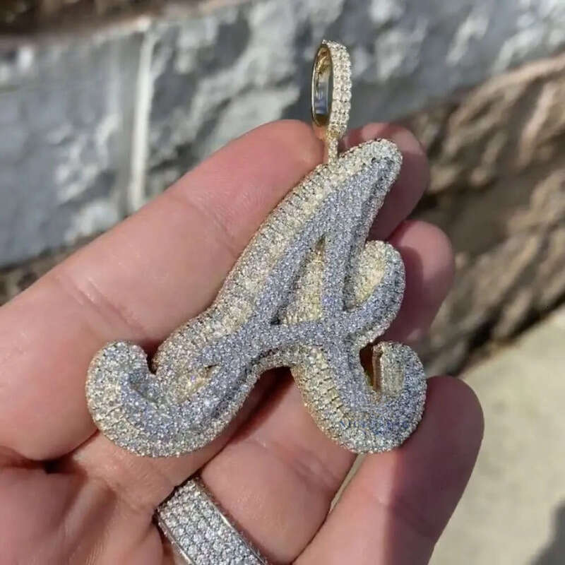 High quality pass dia tester sier letter 26 initial A B C D iced out custom moissanite pendant