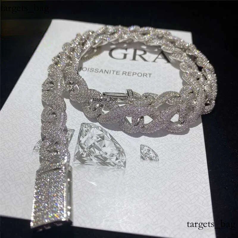 bracelet necklace mossanite Full Iced Out Classic Box Clasp Moissanite Link Fine Hip Hop Men Jewelry Cuban Necklace Bling Dia Chain