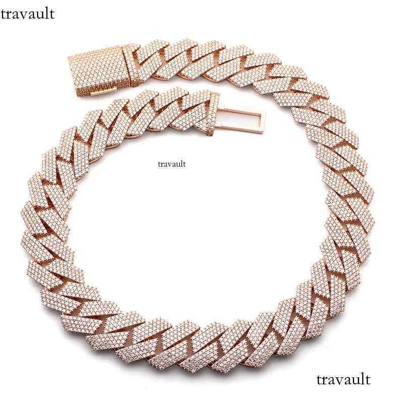 Thick Mens Hip Hop Dia Necklace Sier Iced Out 4 Row Cluster 24mm Moissanite Cuban Chain