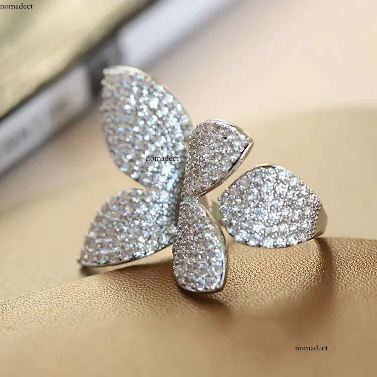 Ins Top Sell Wedding Sets Elegant Jewelry Sterling Sier Pave White Sapphire CZ Dia Gemstones Party Women Stud Earring Open Adjustable Ring b1