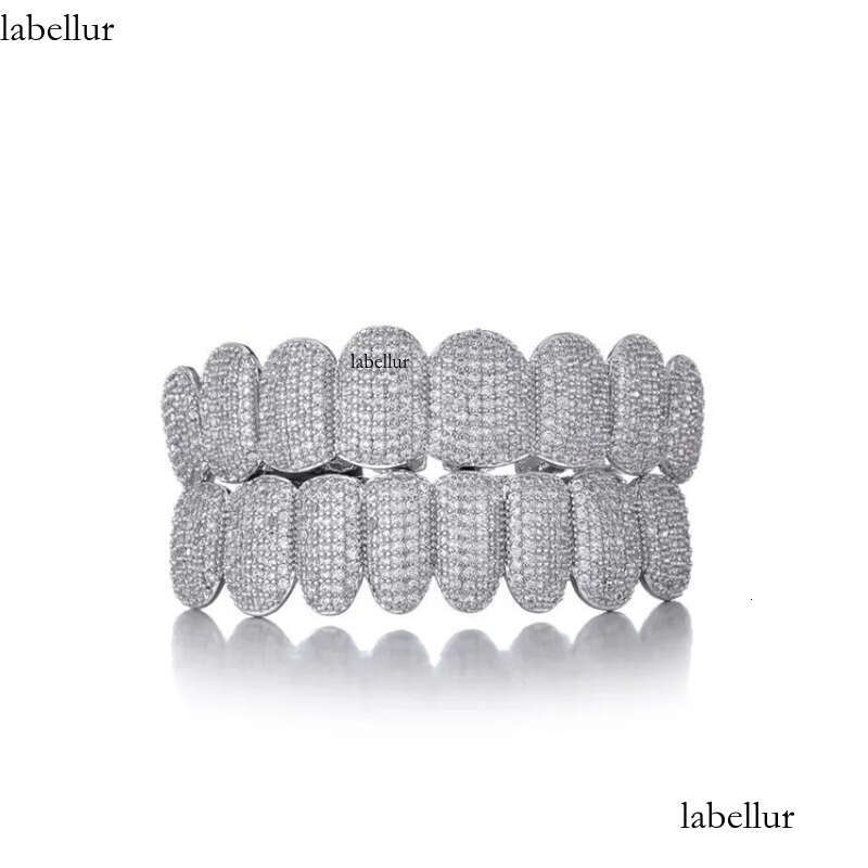 Exclusive Customization Moissanite Teeth Grillz Iced Out Hop Sier Decorative Braces Real Dia Bg Tooth Grills For Men Women No Need Provide Molds ff