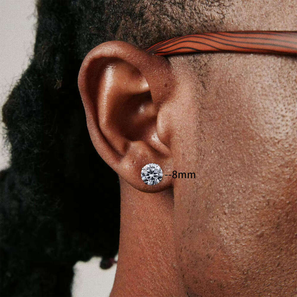 Moissanite Earrings Designer For Women With Certificate Solid Sterling Sier Plated Gold Circle Micro Inlaid Dia Stud Ear ring Mens Jewelry Woman Gift