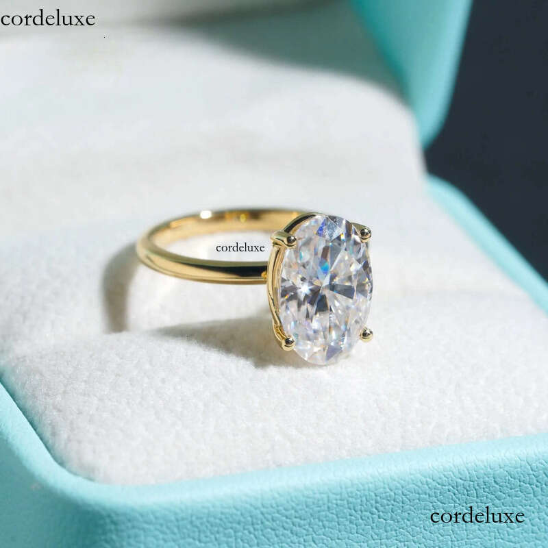 10K 14K Solid Real Gold Engagement Rings 4.5CT Oval D Color VVS Moissanite Dia Wedding Ring 62