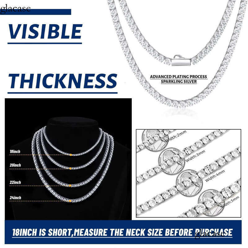 Source Manufacturer Sterling Sier Jewellery Tennis Moissanite Chain 8d