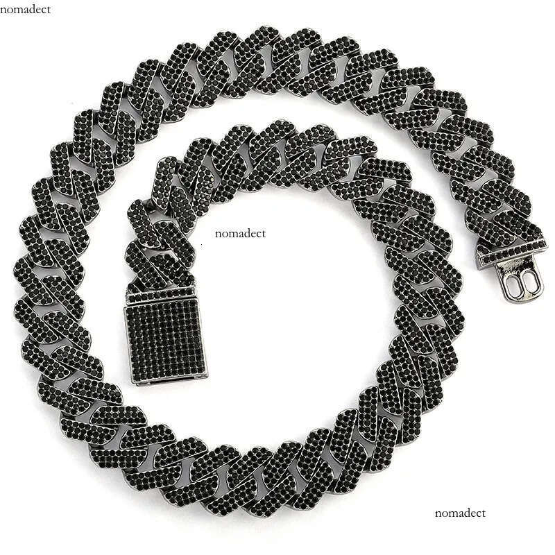 20MM Hip-Hop Full Thick Necklace Zinc Alloy Rhombus Exaggerated Three-Row Dia Cuban Chain for Men 88