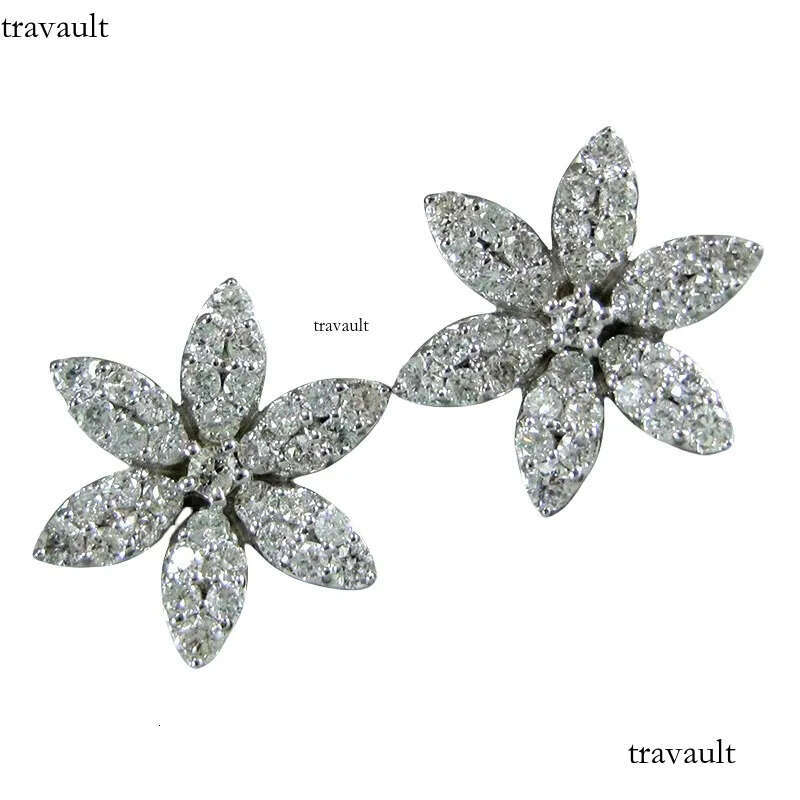 2024 Simple Fashion Stud Earrings Sterling Sier Pave White 5A Cubic Zircon CZ Dia Gemstones Party Dinner Women Snow Flower Earring Gift