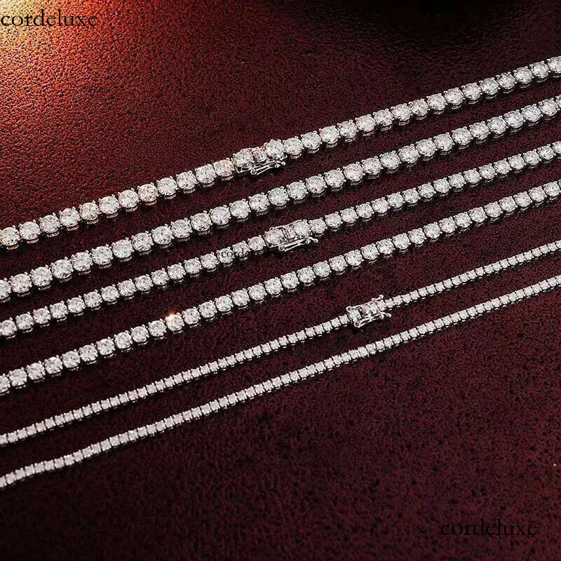 2- 6mm 100% Sterg Sier Moissanite Tennis Chain Trendy White Women's Necklace with k Wholesale 65