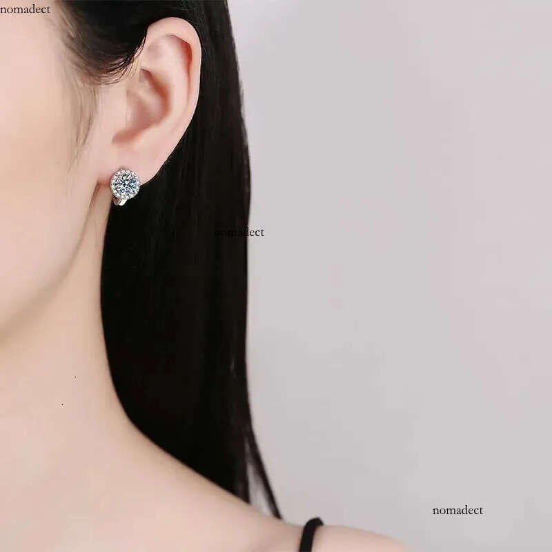 JEWEPISODE 0.5/1CT Moissanite Hoop Earrings for Women D Color Round Brilliant Cut Simulated Dia S Sterg Sier Earring 54
