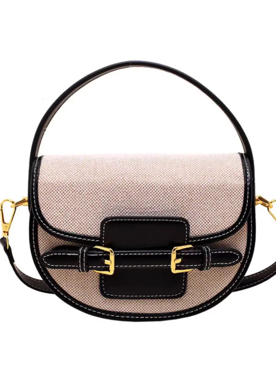 Women Canvas Small Shoulder Bag Fashion Purses Retro PU Leather Female Saddle Bags Laides Cross Body Bags 251010