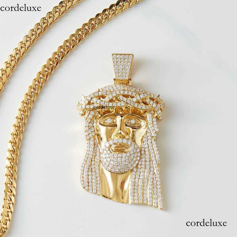 2020 Mens Sier 10k Solid Gold Iced Out Moissanite Hip Hop Jewelry Jesus Piece Charm Pendant for Necklace e9