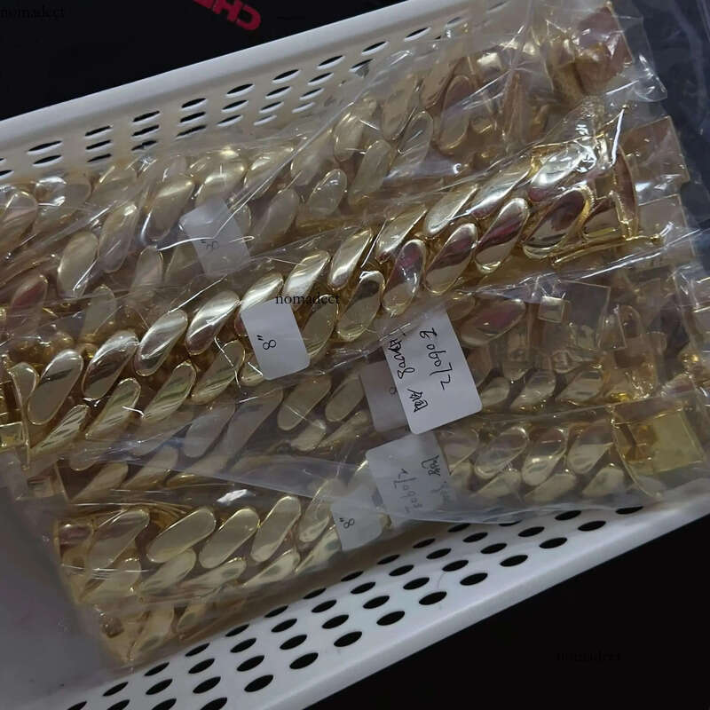 30MM Big Size Men Hip Hop Jewelry Brass Real Gold Plated k Chain Cuban Bracelet 35