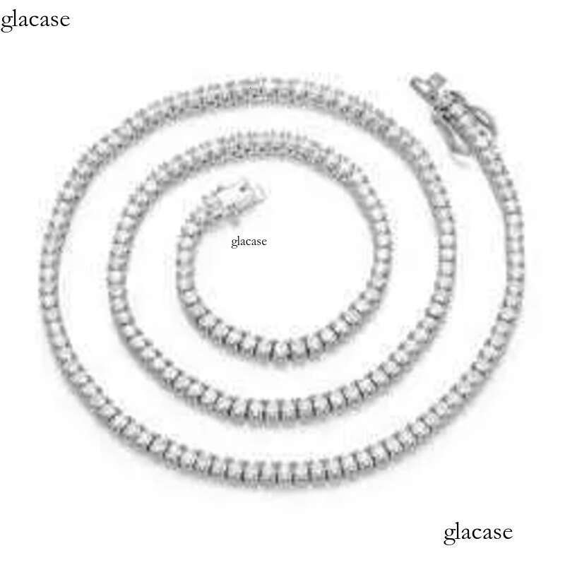 Pendant Necklaces Fine Jewelry 3mm-10mm Classic Sterling Sier VVS Moissanite Dia Cluster Tennis Chain Necklace For Men Women 09