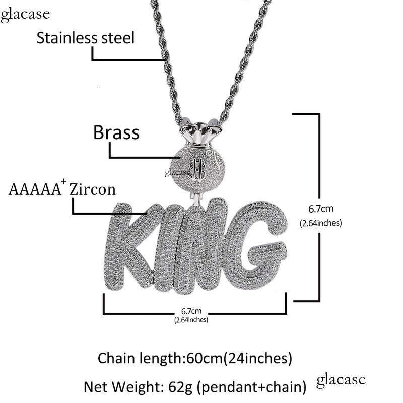 A-Z Custom Name Letters Pendant Necklaces Jewelry Dollar Symbol Buckle Clasp Full TopBling Zircon 47