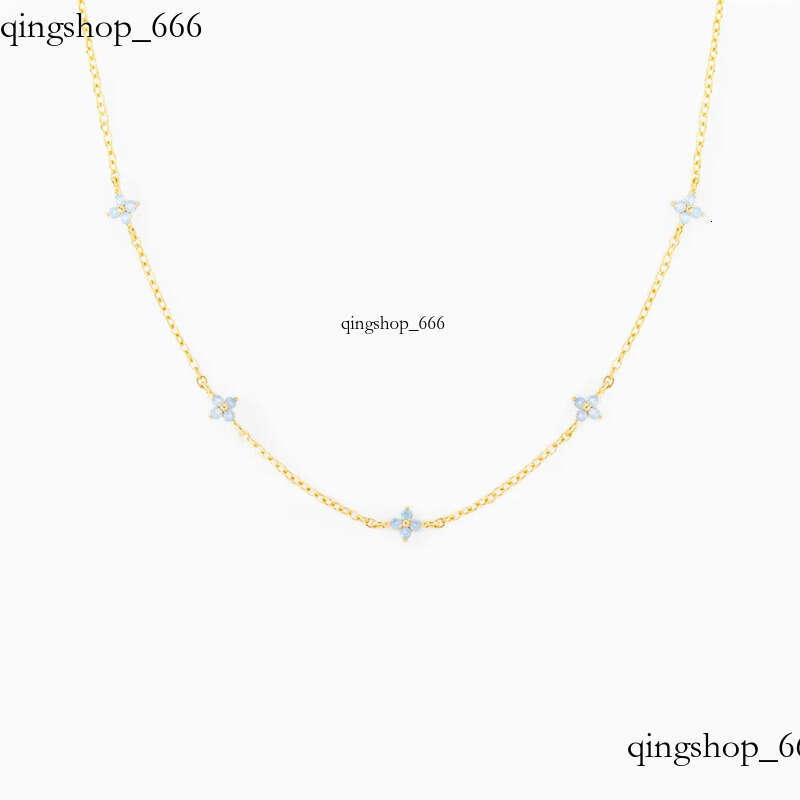 Ins Simple Fashion Flower Pendant Jewelry White Rose Gold Fill Blue Sapphire CZ Dia Gemstones Party Women Clavicle Necklace For Mother Day Gift 2d