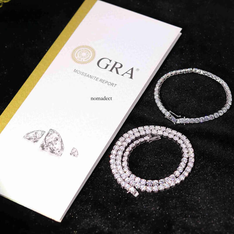 Fine Jewelry Hip Hop Sterling Sier Vvs 2mm 3mm Moissanite Necklace Cluster Iced Out Tennis Chain Bracelet for Men Women e4